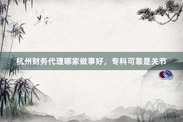 杭州财务代理哪家做事好，专科可靠是关节