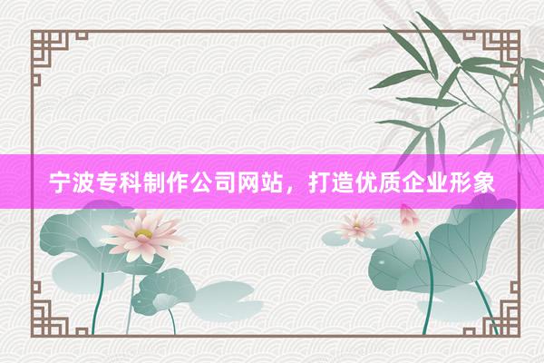 宁波专科制作公司网站，打造优质企业形象